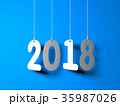 White word 2018 on blue background 35987026