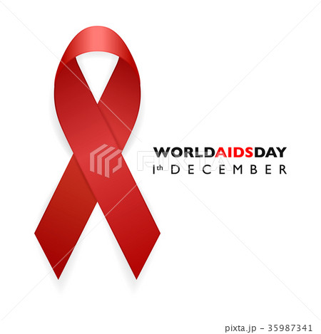 Banner with Aids Awareness Red Ribbon. Aids Day Banner with Aids Awareness Red Ribbon. Aids Day 35987341