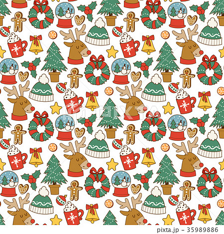 Christmas greeting card stickers seamless pattern Christmas greeting card stickers seamless pattern 35989886