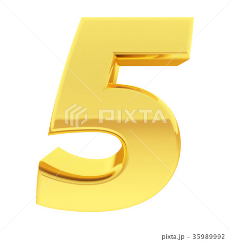 Gold number 5 with gradient reflections isolated Gold number 5 with gradient reflections isolated 35989992
