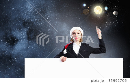 Santa with banner 35992706