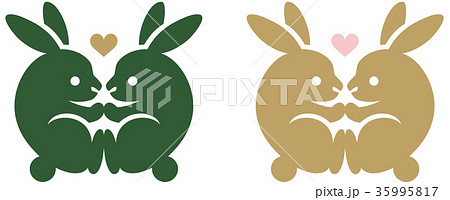 2匹のうさぎのイラスト素材