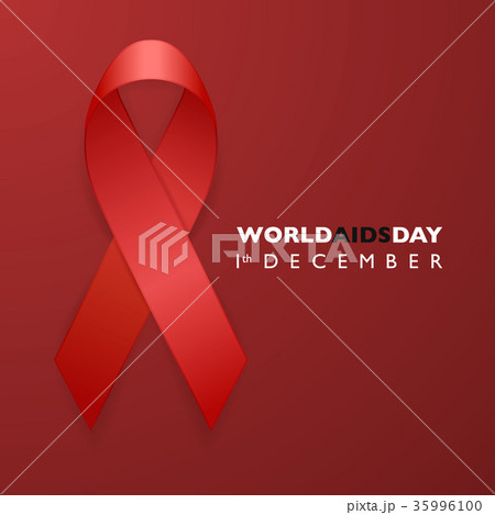 Banner with Aids Awareness Red Ribbon. Aids Day 35996100