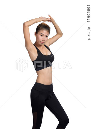 Growth portrait of fitness woman in sportswear. 35996691