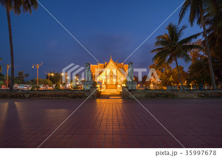 Night scene of Wat Phumin temple at Nan province 35997678