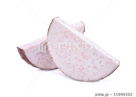 slice of taro root isolated on white background slice of taro root isolated on white background 35999302