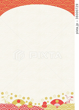 赤白金和紙扇子鶴亀背景 36000729