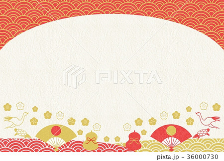赤白金和紙扇子鶴亀背景 36000730