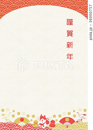 赤白金和紙扇子鶴亀狛犬背景 赤白金和紙扇子鶴亀狛犬背景 36000757