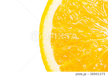 closeup slice of fresh orange isolated on white  36001375