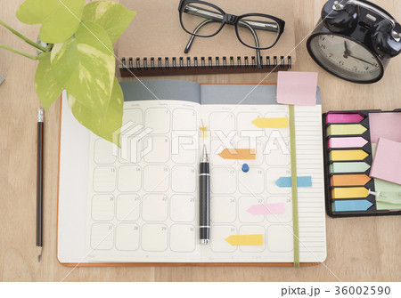 schedule diary notebook with pencil, management  36002590
