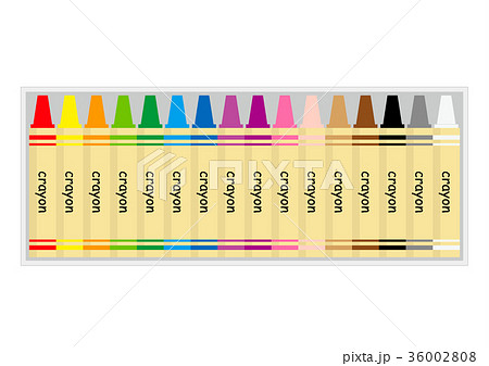 箱に入ったクレヨンのイラスト素材