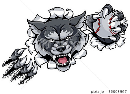Wolf Baseball Mascot Breaking Background Wolf Baseball Mascot Breaking Background 36003967