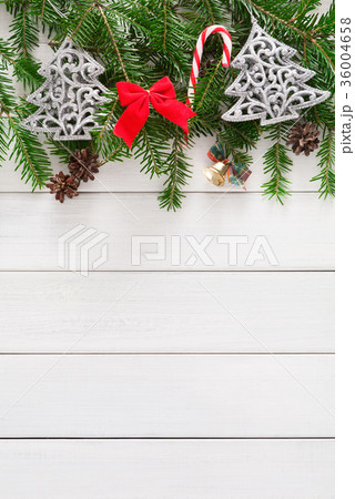 Christmas decoration, ornaments and garland frame 36004658