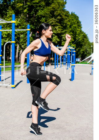 healthy woman making exercises healthy woman making exercises 36006363