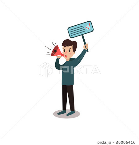 Man character holding placard election voting and Man character holding placard election voting and 36006416