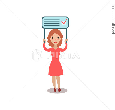 Young woman holding placard election voting Young woman holding placard election voting 36006440
