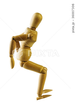 wooden puppet jumping white isolated wooden puppet jumping white isolated 36007306