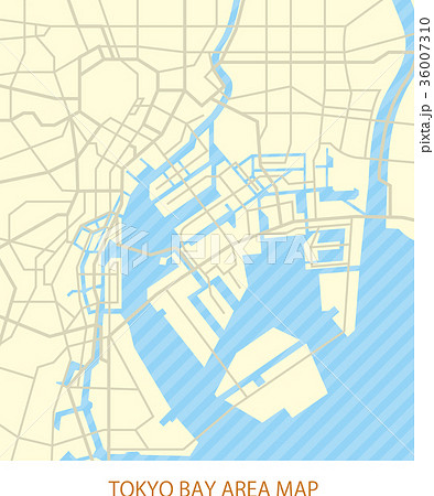 東京湾岸エリアマップ 道路あり のイラスト素材