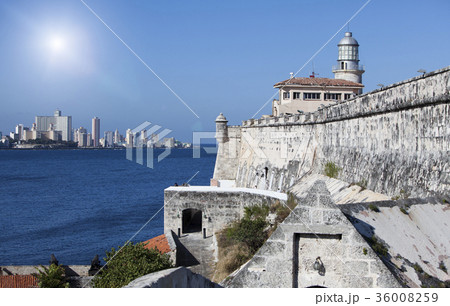 Havana. View  through a bay from Morro's fortress. 36008259