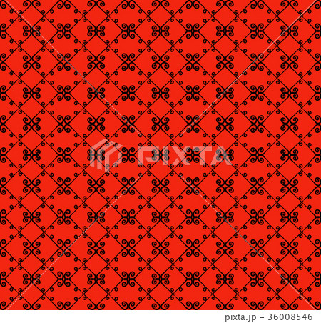 Ornamental seamless pattern. Black and red colors. 36008546