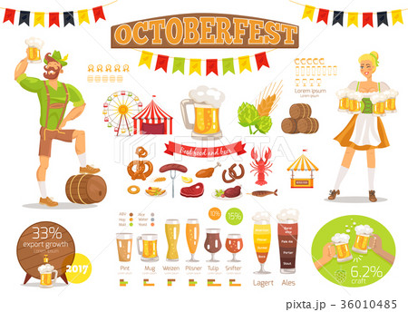 Oktoberfest Vector Poster Depicting Food and Beer 36010485