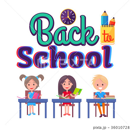 Back to School Poster with Stationary and Pupils 36010728