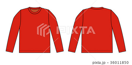 長袖tシャツ テンプレート 赤 のイラスト素材