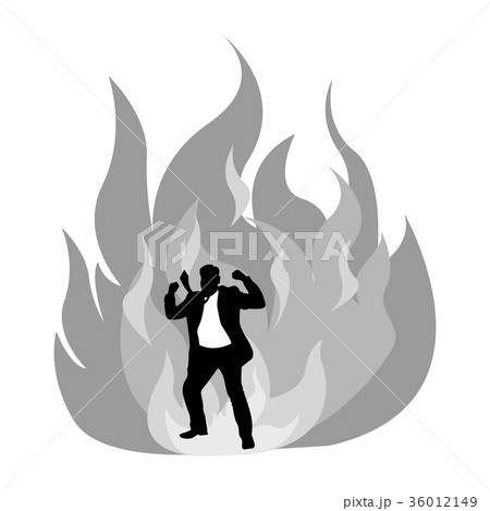 Angry Silhouette Businessman On Fire Vectorのイラスト素材