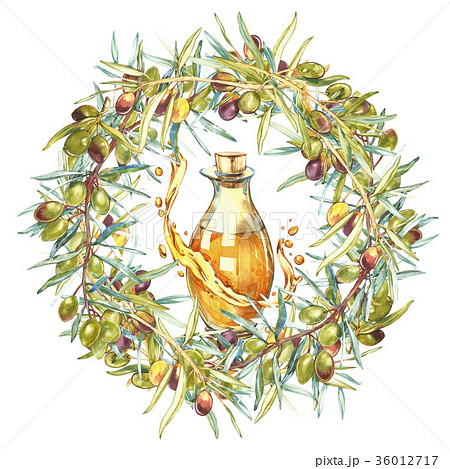 Watercolor colorful realistic wreath with ripe Watercolor colorful realistic wreath with ripe 36012717