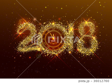 2018 new year number golden confetti on dark 36012760