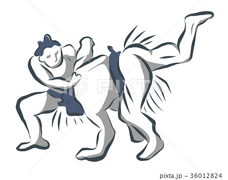 相撲イラスト筆書き 36012824