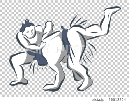 相撲イラスト筆書き 36012824