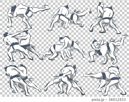 相撲イラスト筆書き 36012833
