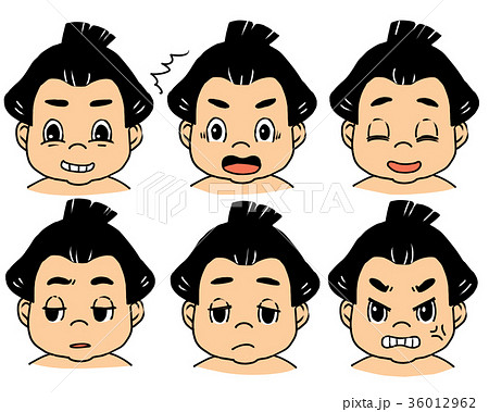 お相撲さんの色々な表情のイラスト素材
