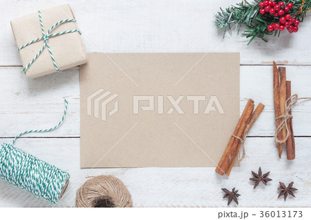 Above view paper with decoration merry Christmas Above view paper with decoration merry Christmas 36013173