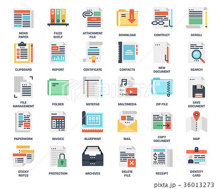 Files and documents flat icons Files and documents flat icons 36013273