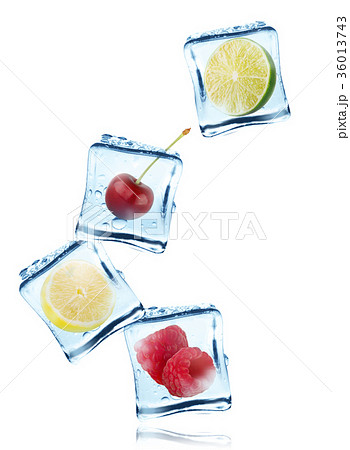 Fruits in ice cubes isolated 36013743