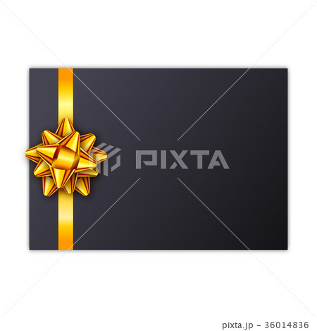 Black holiday gift card with golden ribbon and bow Black holiday gift card with golden ribbon and bow 36014836