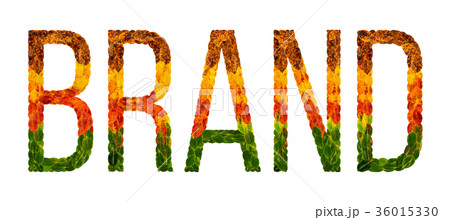 word Brand written with leaves white isolated 36015330