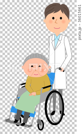 Male in white coat Wheelchair patient 36015661