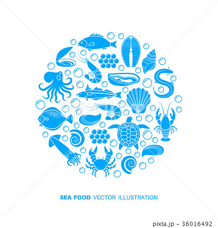 Seafood and fish icons 36016492