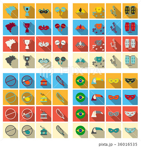 Brazil icons collection. Vector illustration with Brazil icons collection. Vector illustration with 36016535