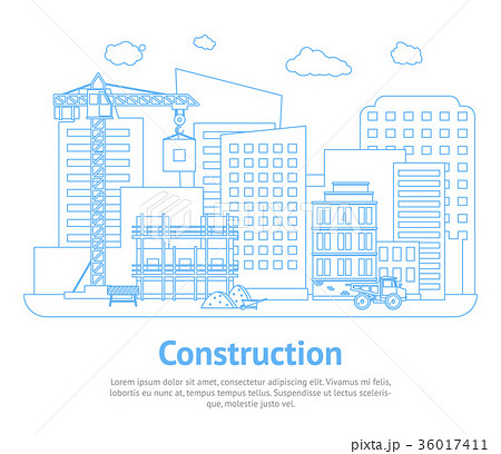 Line Constructions Building on Background of City 36017411