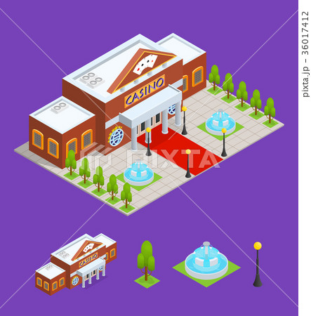 Casino Building and Part Isometric View. Vector 36017412