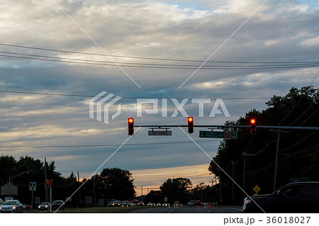 cars on highway road on sunset evening night 36018027