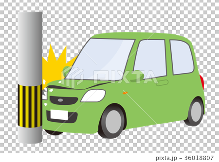 自動車 電柱にぶつかる 人物無しのイラスト素材