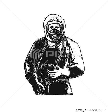 EMT Wearing Hazmat Suit Scratchboard EMT Wearing Hazmat Suit Scratchboard 36019090