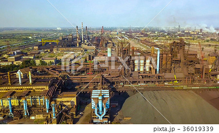 Aerial view of industrial steel plant. Aerial Aerial view of industrial steel plant. Aerial 36019339