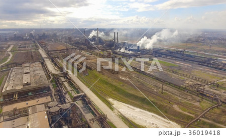 Aerial view of industrial steel plant. Aerial Aerial view of industrial steel plant. Aerial 36019418